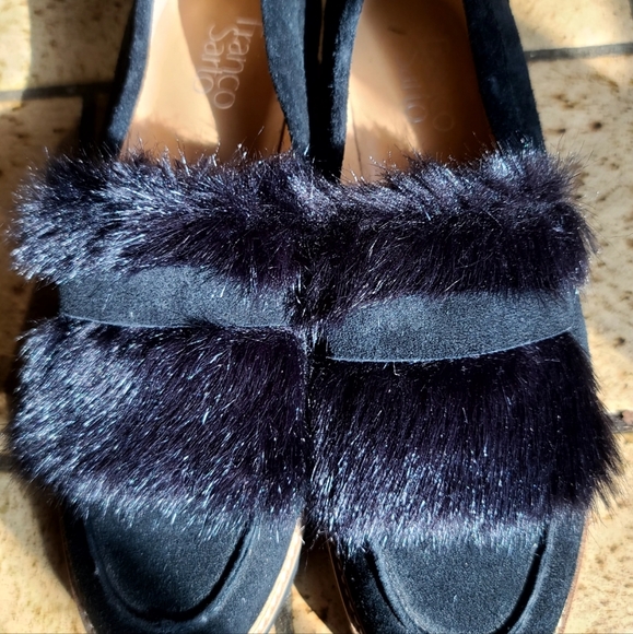 Leather Franco Sarto faux fur loafer sz 8M - Picture 7 of 9
